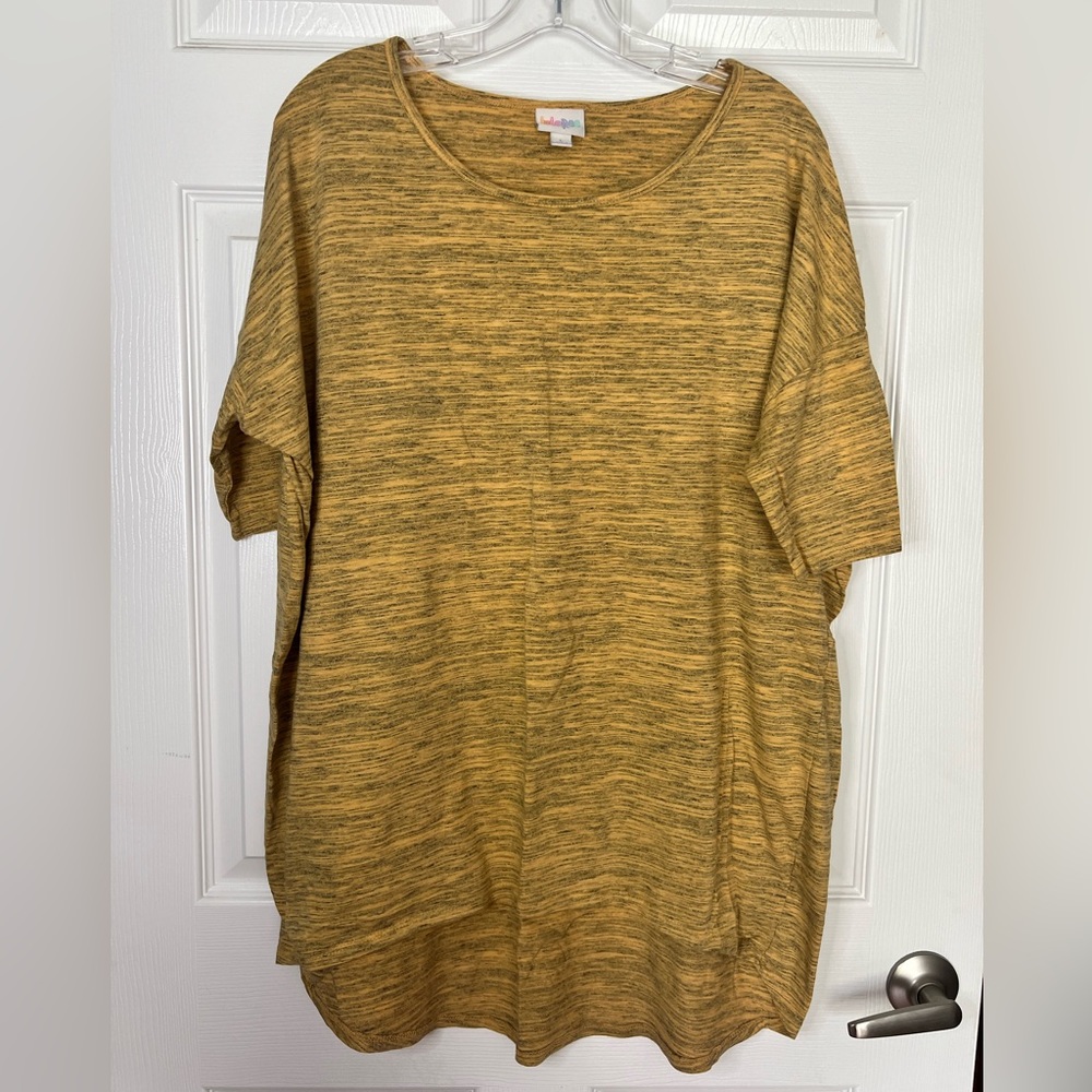 Yellow and grey lularoe top
